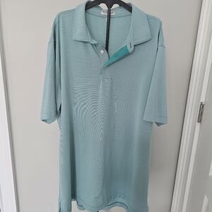 Peter Millar Summer Comfort Golf Polo Shirt in green and white stripes XL